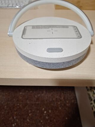 Lámpara LED mesita noche gris-blanca