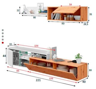 Mueble TV salón - madera blanco