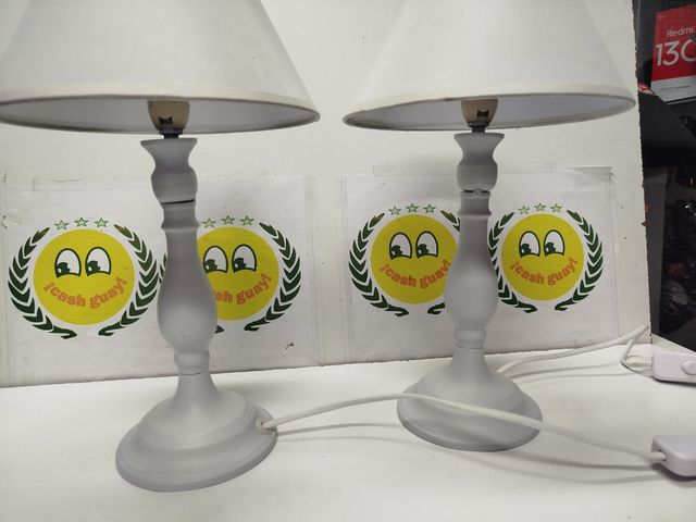 2 Lámparas mesita noche blanco-gris