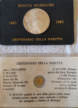 Novità!! 2 Monete Oro-Argento Benito Mussolini 