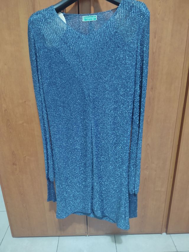Maglia lurex blu argento vintage