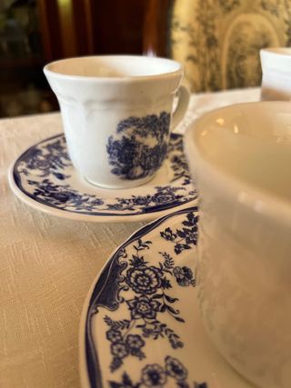 Juego café porcelana azul y blanco