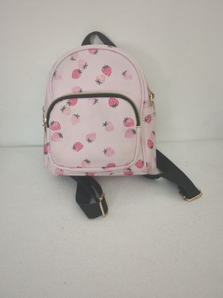 Bolsito niña, mochila rosa fresas