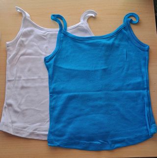 2 Camisetas Tirantes - Blanco y Azul