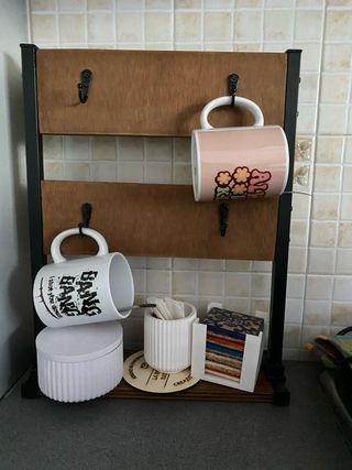 Porta tazzine legno metallo - vintage 