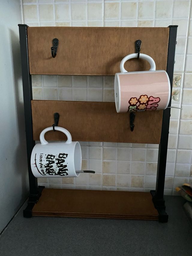 Porta tazzine legno metallo - vintage