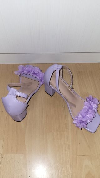 Zapatos tacón morado - Flores