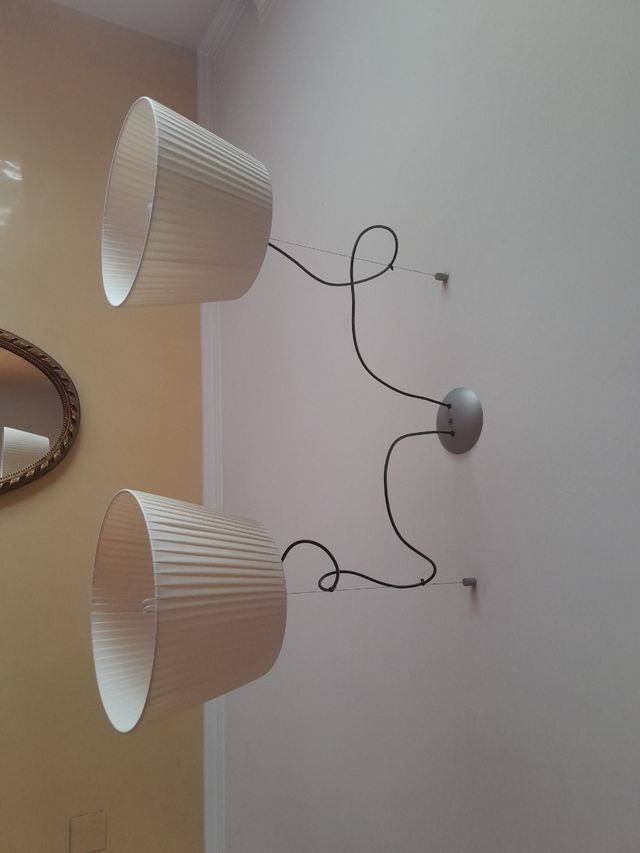 Lámpara diseño  techo 2 luces con 2 pantallas.