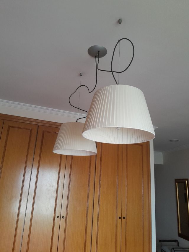 Lámpara diseño  techo 2 luces con 2 pantallas.