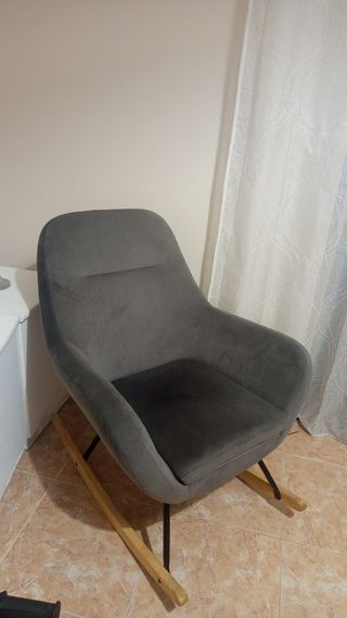 Sillón mecedora gris - terciopelo