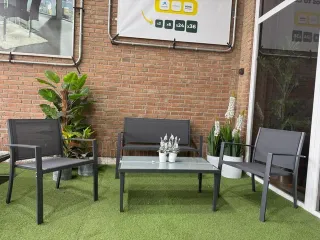 Sofá + 2 Sillas + Mesa de Cristal Templado TERRAZA