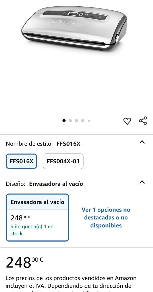 Envasadora al vacío FoodSaver Modelo FFS016x