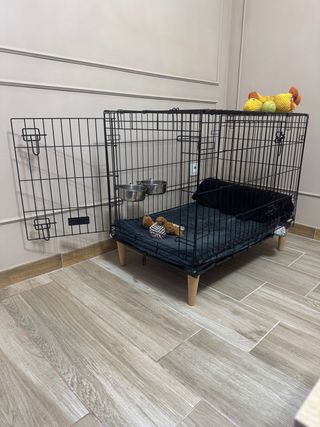 Jaula para perros negra, tamaño L