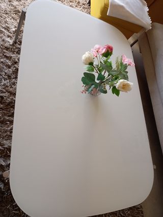 Mesa centro blanca,mármol/cristal pegado