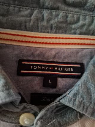 Polo Tommy Hilfiger L - Azul/Blanco