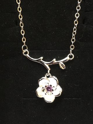 Collar flor lila plata 925 