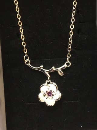 Collar flor lila plata 925 