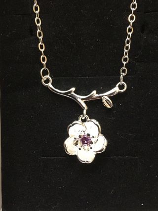 Collar flor lila plata 925 