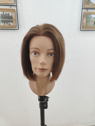 Maniquí cabeza peluquería castaño