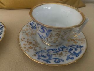 Tazze d’epoca azzurro e oro - Porcellana