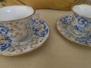 Tazze d’epoca azzurro e oro - Porcellana
