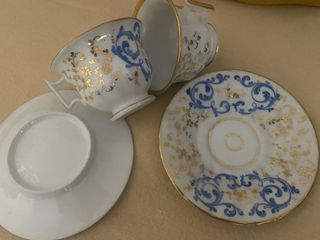 Tazze d’epoca azzurro e oro - Porcellana