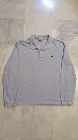 Polo Lacoste manga larga gris
