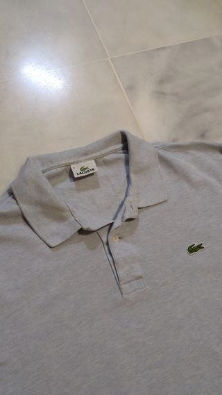 Polo Lacoste manga larga gris