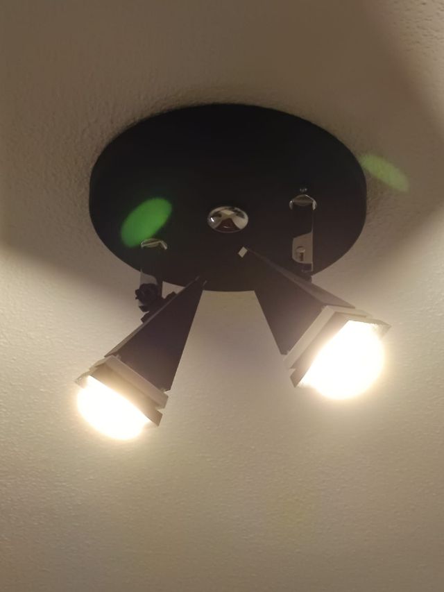 Lámpara techo 3 luces - negra, plata