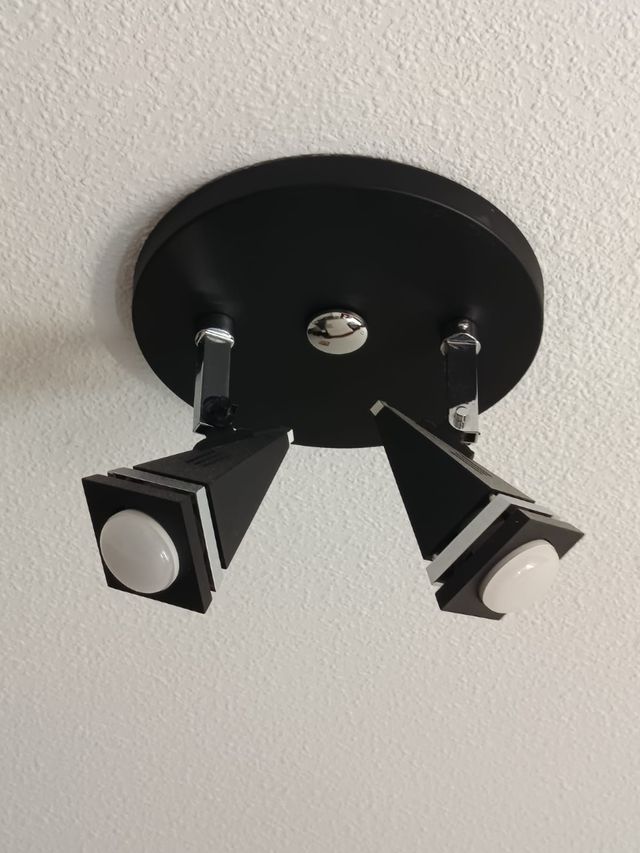 Lámpara techo 3 luces - negra, plata