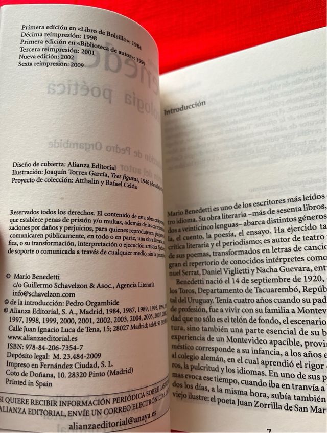 Libro Mario Benedetti - Antología Poética