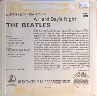 Vinilo Beatles: A Hard Day's Night