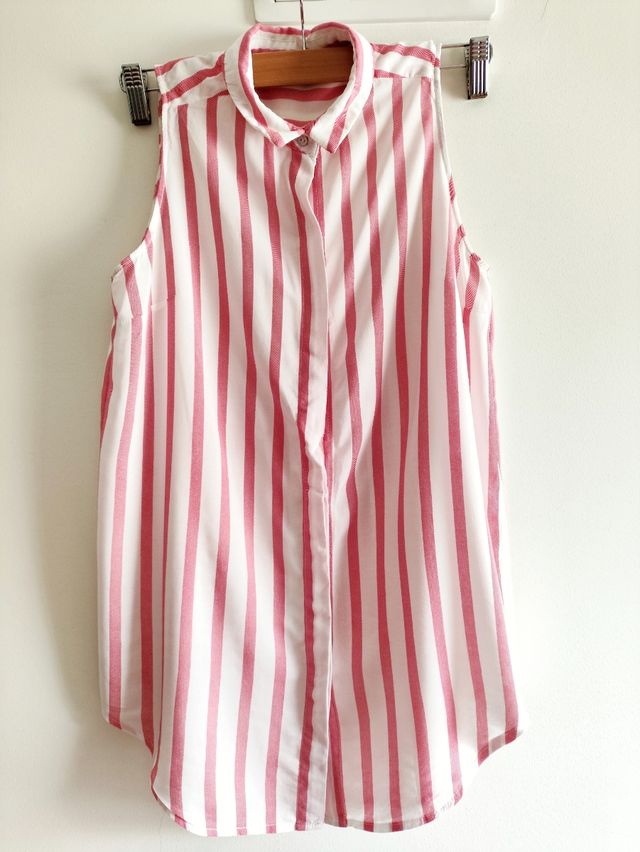 Blusa rayada rosa y blanca talla S