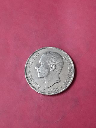 5 PESETAS PLATA 1885*87. ALFONSO XII
