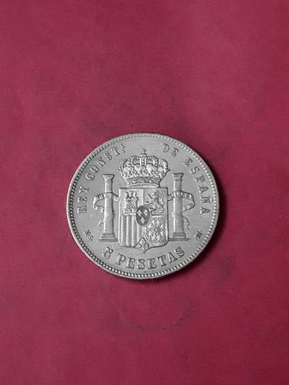 5 PESETAS PLATA 1885*87. ALFONSO XII