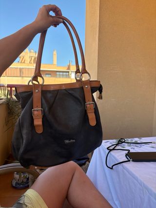 Bolso Valentina - Cuero Negro y Marrón