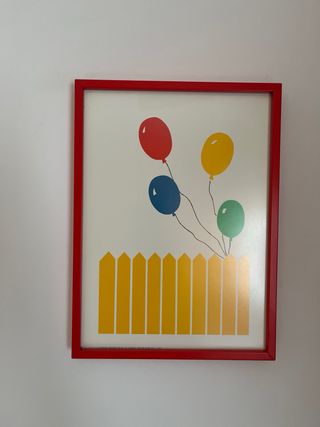 Cuadro infantil con globos y valla