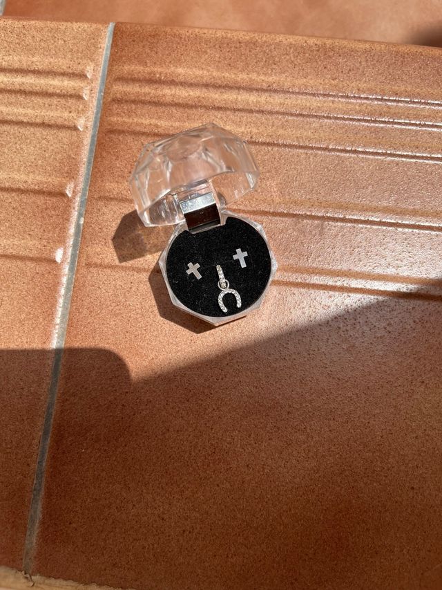 Pendientes cruz plata & herradura