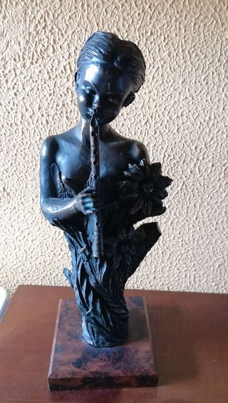 Figura Niña Flauta - Bronce