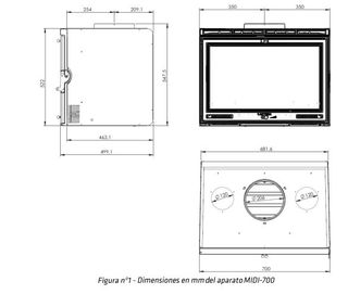 Lacunza Midi 700: Chimenea Insertable