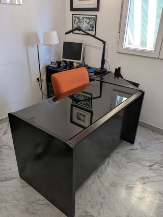 Escritorio esquinero negro + módulo aux. de regalo