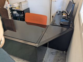 Escritorio esquinero negro + módulo aux. de regalo