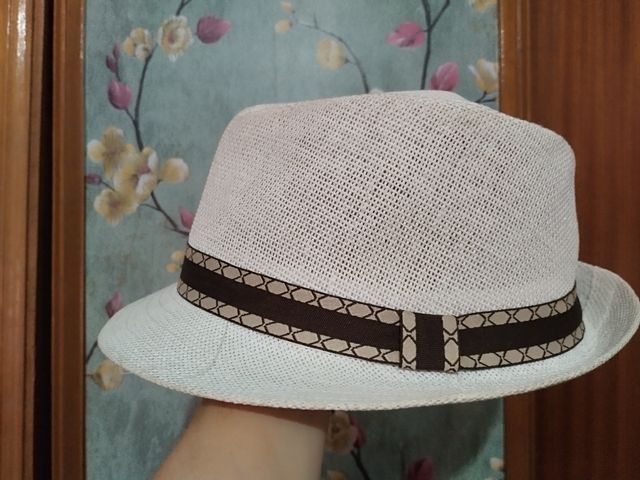 Sombrero verano unisex M blanco-marrón