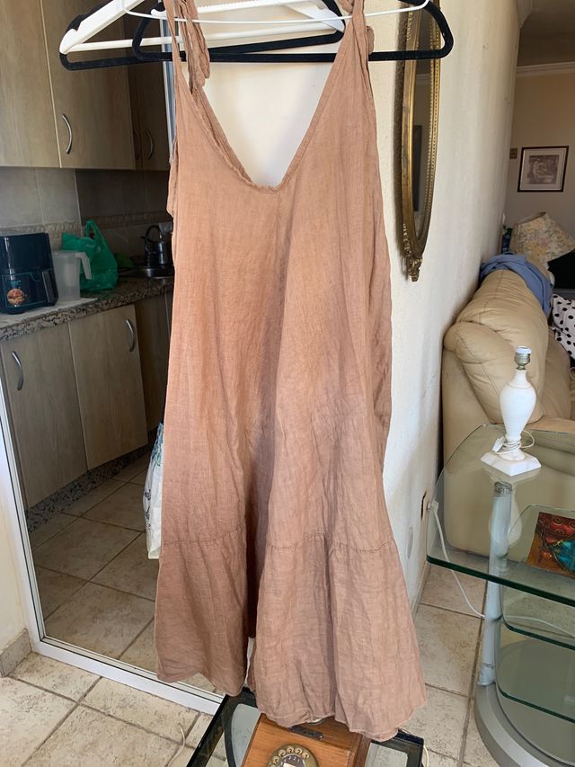 Vestido Bpniro lino beige