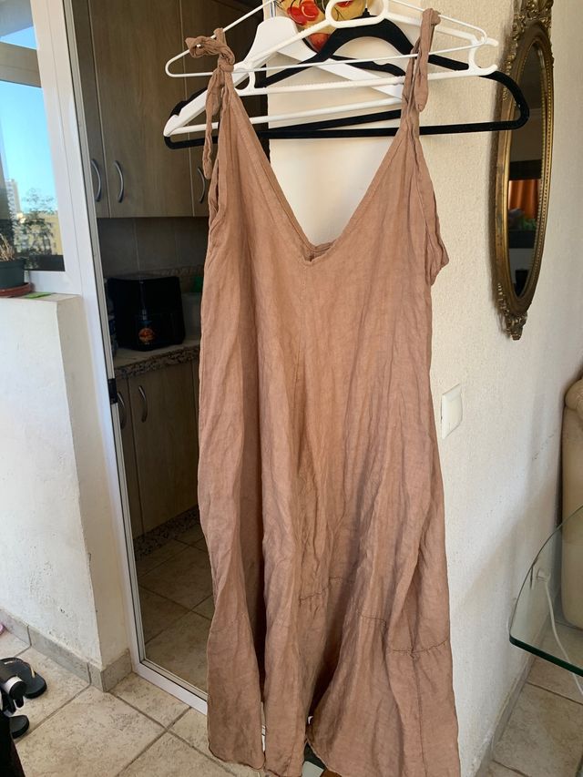 Vestido Bpniro lino beige