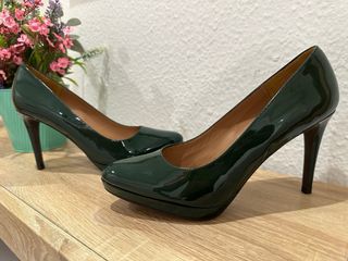 Zapatos de tacon - charol verde oscuro - Talla 40