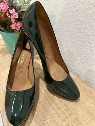 Zapatos de tacon - charol verde oscuro - Talla 40