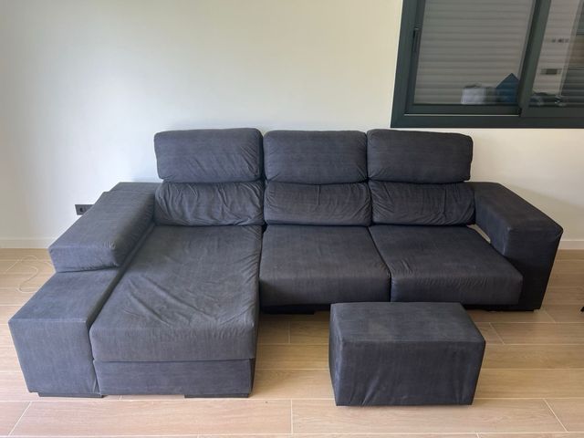 Sofá Chaise Longue Gris - 3 plazas.
