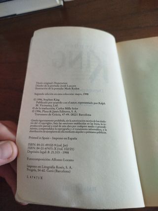 Libro Stephen King desesperacion 