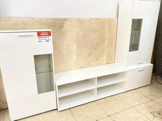 MUEBLE DE TV BLANCO VARIOS MODULOS Y CRISTAL NUEVO